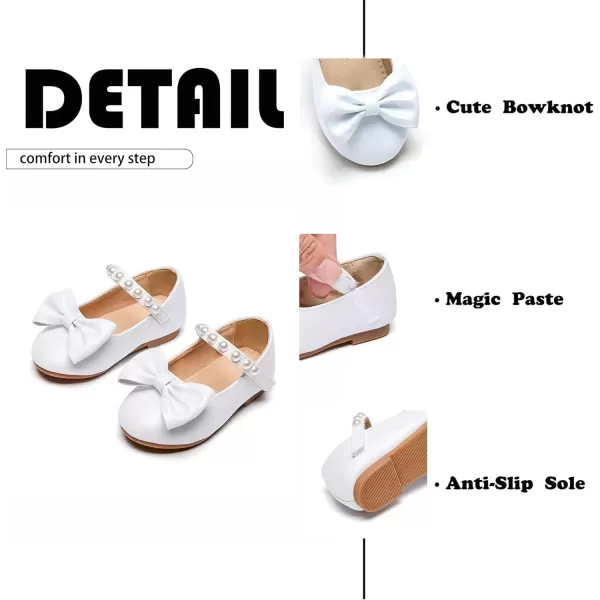 imageFlaryzone ToddlerLittle Girls Ballerina Flat Mary Jane Princess Dress Shoes  Wedding School PartyWhitefm18