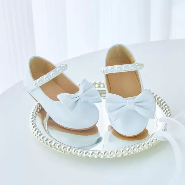 imageFlaryzone ToddlerLittle Girls Ballerina Flat Mary Jane Princess Dress Shoes  Wedding School PartyWhitefm18