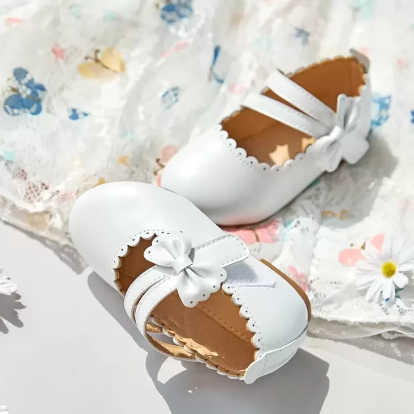 imageFlaryzone ToddlerLittle Girls Ballerina Flat Mary Jane Princess Dress Shoes  Wedding School PartyWhitefr62
