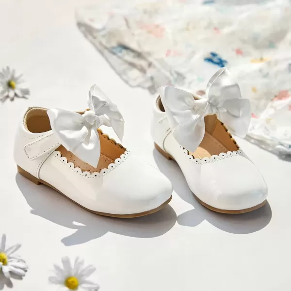 imageFlaryzone ToddlerLittle Girls Ballerina Flat Mary Jane Princess Dress Shoes  Wedding School PartyWhitefr64