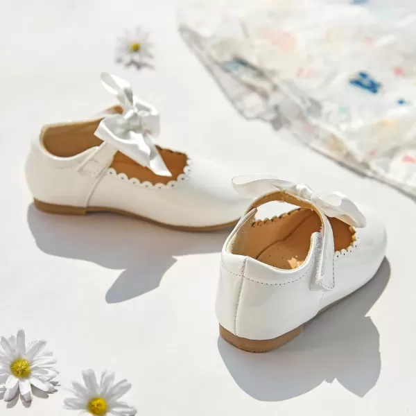 imageFlaryzone ToddlerLittle Girls Ballerina Flat Mary Jane Princess Dress Shoes  Wedding School PartyWhitefr64