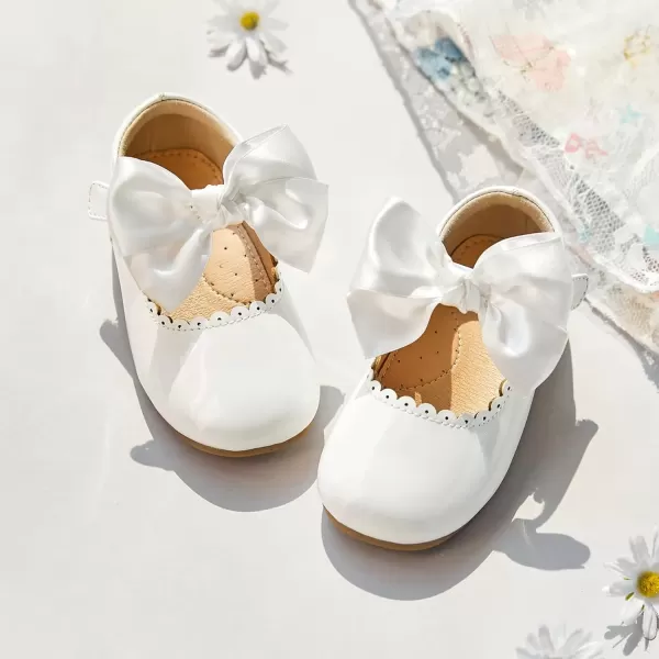 imageFlaryzone ToddlerLittle Girls Ballerina Flat Mary Jane Princess Dress Shoes  Wedding School PartyWhitefr64