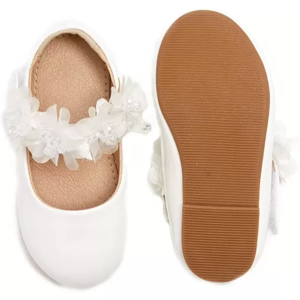 imageFlaryzone ToddlerLittle Girls Ballerina Flat Mary Jane Princess Dress Shoes  Wedding School PartyWhitefr65