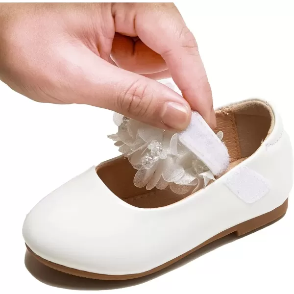 imageFlaryzone ToddlerLittle Girls Ballerina Flat Mary Jane Princess Dress Shoes  Wedding School PartyWhitefr65