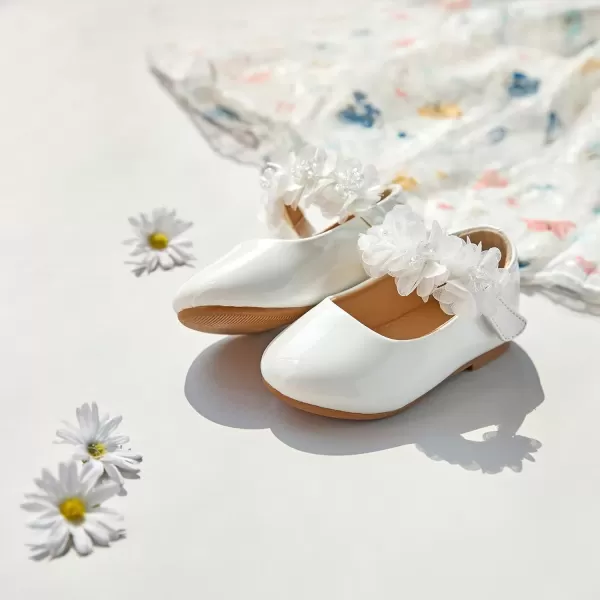 imageFlaryzone ToddlerLittle Girls Ballerina Flat Mary Jane Princess Dress Shoes  Wedding School PartyWhitefr65