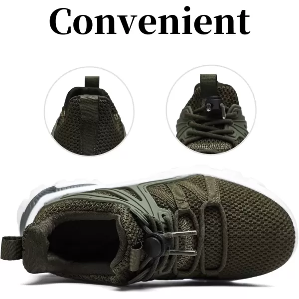 imageBoys Girls Shoes Kids Sneakers Lightweight Breathable Tennis Athletic Running Shoes for ToddlerLittle KidBig KidArmy Green