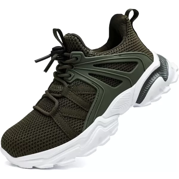 imageBoys Girls Shoes Kids Sneakers Lightweight Breathable Tennis Athletic Running Shoes for ToddlerLittle KidBig KidArmy Green