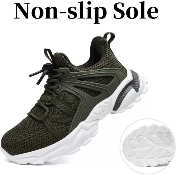 imageBoys Girls Shoes Kids Sneakers Lightweight Breathable Tennis Athletic Running Shoes for ToddlerLittle KidBig KidArmy Green