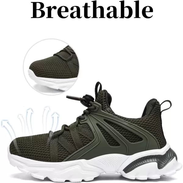 imageBoys Girls Shoes Kids Sneakers Lightweight Breathable Tennis Athletic Running Shoes for ToddlerLittle KidBig KidArmy Green
