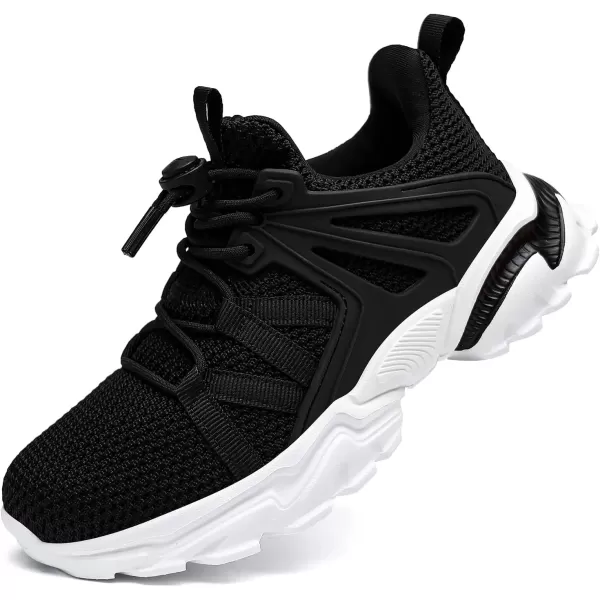 imageBoys Girls Shoes Kids Sneakers Lightweight Breathable Tennis Athletic Running Shoes for ToddlerLittle KidBig KidBlack