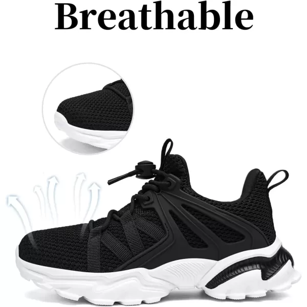 imageBoys Girls Shoes Kids Sneakers Lightweight Breathable Tennis Athletic Running Shoes for ToddlerLittle KidBig KidBlack