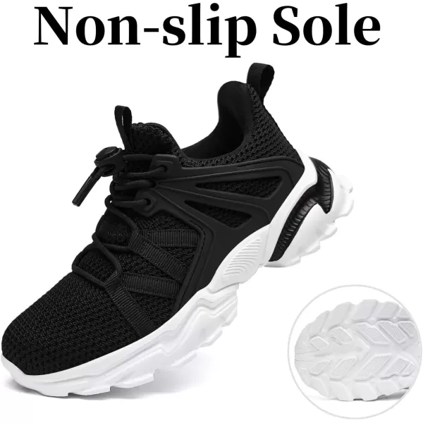 imageBoys Girls Shoes Kids Sneakers Lightweight Breathable Tennis Athletic Running Shoes for ToddlerLittle KidBig KidBlack