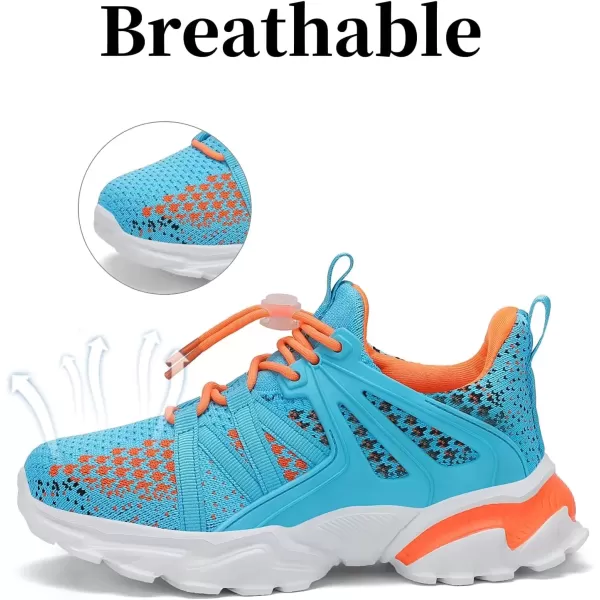 imageBoys Girls Shoes Kids Sneakers Lightweight Breathable Tennis Athletic Running Shoes for ToddlerLittle KidBig KidBlue and Orange