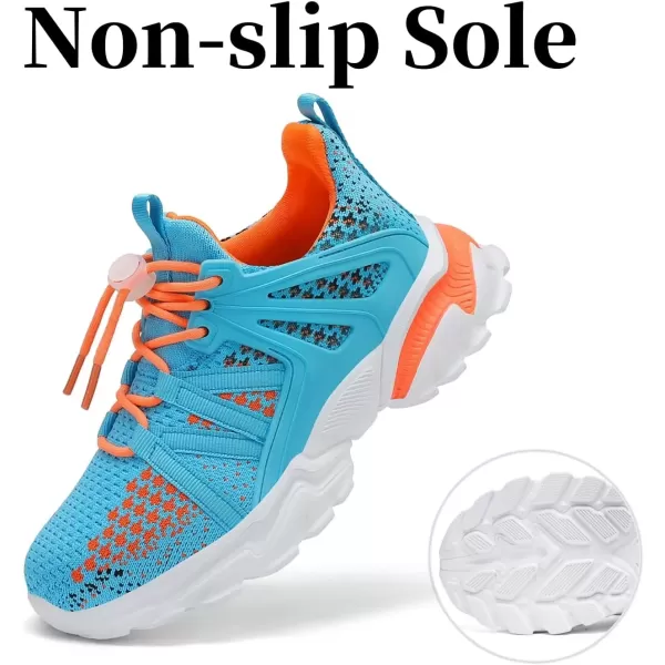 imageBoys Girls Shoes Kids Sneakers Lightweight Breathable Tennis Athletic Running Shoes for ToddlerLittle KidBig KidBlue and Orange