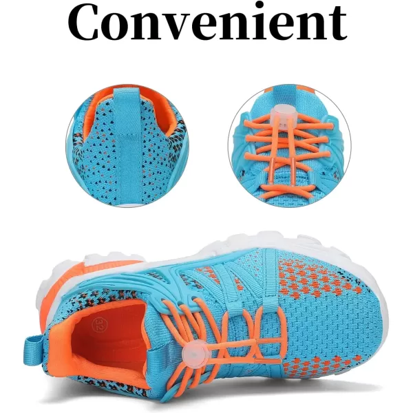 imageBoys Girls Shoes Kids Sneakers Lightweight Breathable Tennis Athletic Running Shoes for ToddlerLittle KidBig KidBlue and Orange