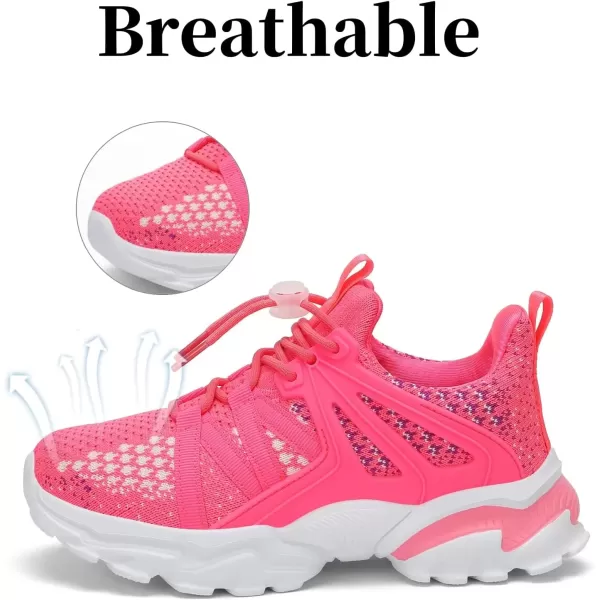 imageBoys Girls Shoes Kids Sneakers Lightweight Breathable Tennis Athletic Running Shoes for ToddlerLittle KidBig KidDeep Pink