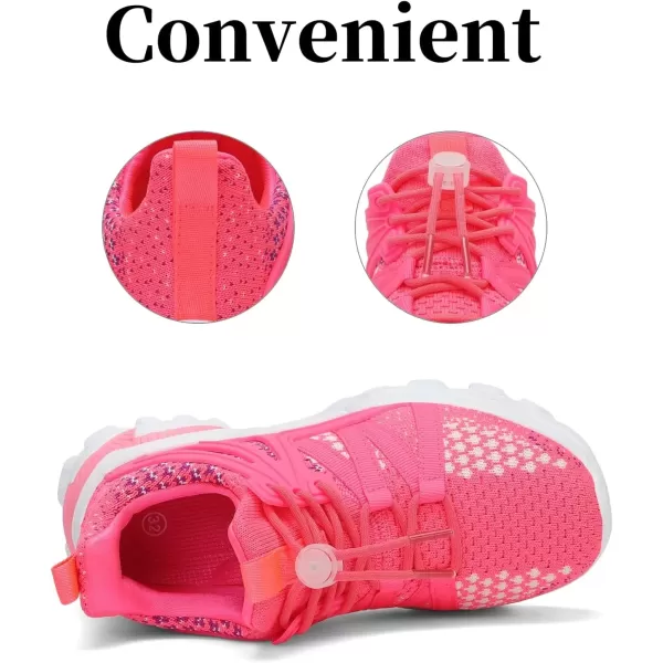 imageBoys Girls Shoes Kids Sneakers Lightweight Breathable Tennis Athletic Running Shoes for ToddlerLittle KidBig KidDeep Pink