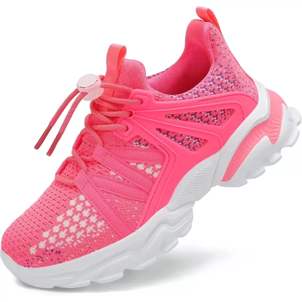 imageBoys Girls Shoes Kids Sneakers Lightweight Breathable Tennis Athletic Running Shoes for ToddlerLittle KidBig KidDeep Pink