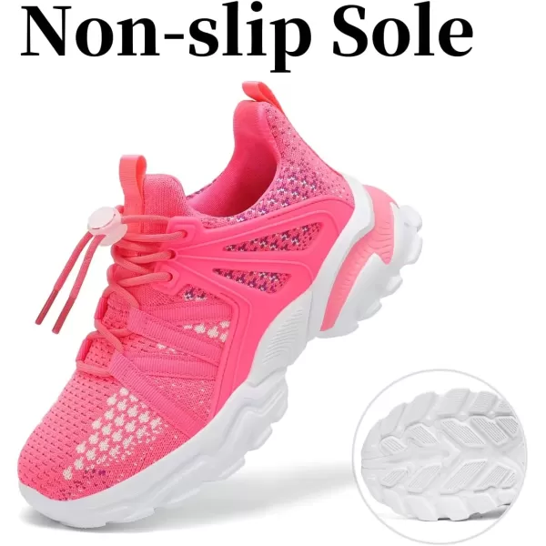 imageBoys Girls Shoes Kids Sneakers Lightweight Breathable Tennis Athletic Running Shoes for ToddlerLittle KidBig KidDeep Pink