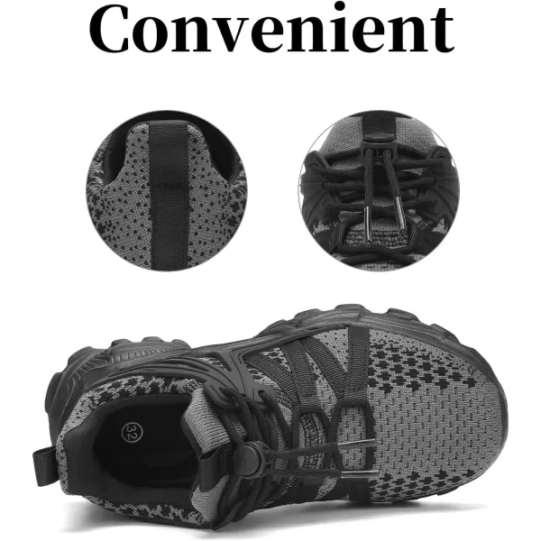 imageBoys Girls Shoes Kids Sneakers Lightweight Breathable Tennis Athletic Running Shoes for ToddlerLittle KidBig KidGrey and Black