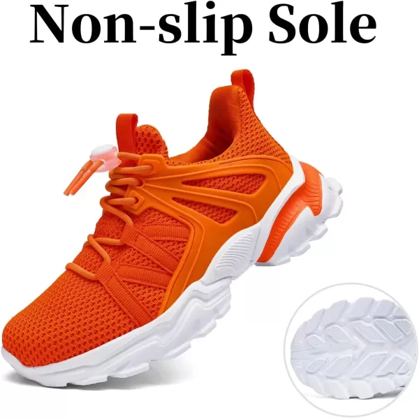 imageBoys Girls Shoes Kids Sneakers Lightweight Breathable Tennis Athletic Running Shoes for ToddlerLittle KidBig KidOrange