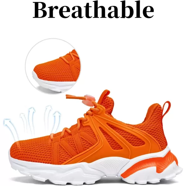 imageBoys Girls Shoes Kids Sneakers Lightweight Breathable Tennis Athletic Running Shoes for ToddlerLittle KidBig KidOrange