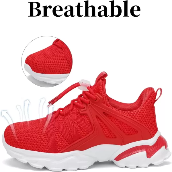 imageBoys Girls Shoes Kids Sneakers Lightweight Breathable Tennis Athletic Running Shoes for ToddlerLittle KidBig KidRed