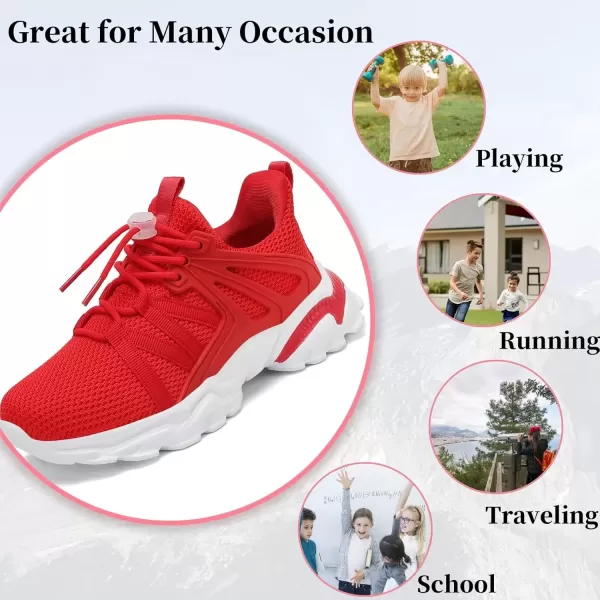 imageBoys Girls Shoes Kids Sneakers Lightweight Breathable Tennis Athletic Running Shoes for ToddlerLittle KidBig KidRed