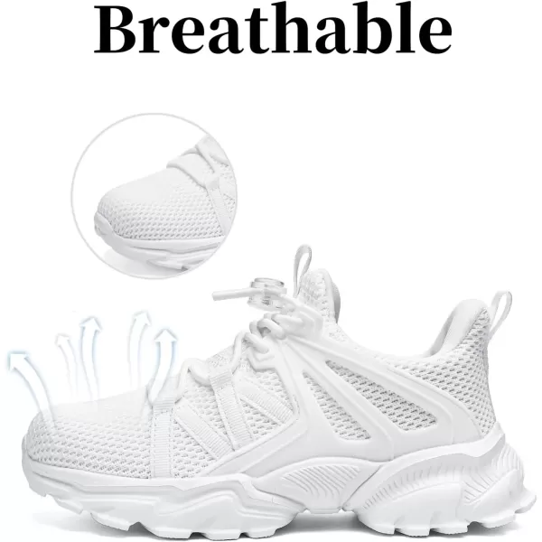 imageBoys Girls Shoes Kids Sneakers Lightweight Breathable Tennis Athletic Running Shoes for ToddlerLittle KidBig KidWhite