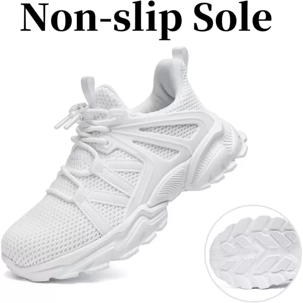 imageBoys Girls Shoes Kids Sneakers Lightweight Breathable Tennis Athletic Running Shoes for ToddlerLittle KidBig KidWhite