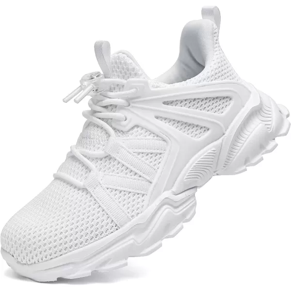 imageBoys Girls Shoes Kids Sneakers Lightweight Breathable Tennis Athletic Running Shoes for ToddlerLittle KidBig KidWhite