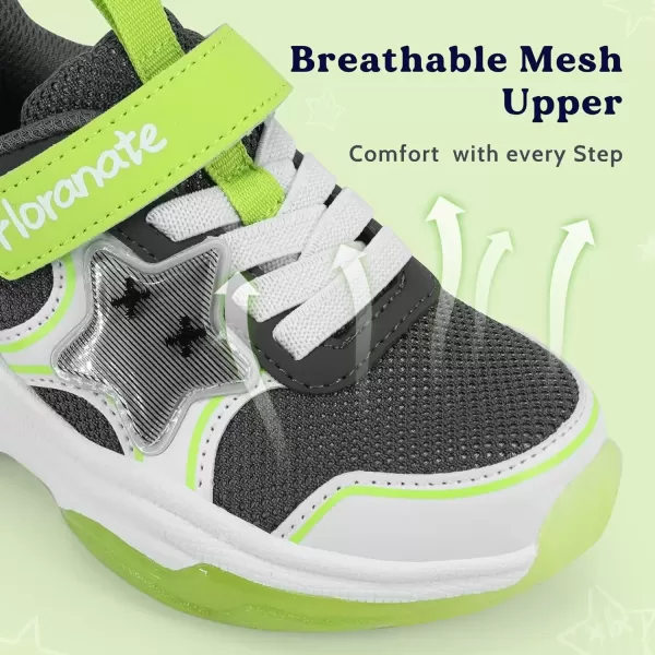 imageKids Tennis Shoes for Girls Boys Light Up Running Shoes Strap Walking Sneakers Fashion Funny LED TwinkleTots Flashing Shoes Toddler 10 to Little Kid 2White Green Light Up Toddler Shoes