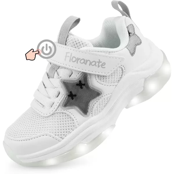 imageKids Tennis Shoes for Girls Boys Light Up Running Shoes Strap Walking Sneakers Fashion Funny LED TwinkleTots Flashing Shoes Toddler 10 to Little Kid 2Light Up Toddler Shoes Girl White