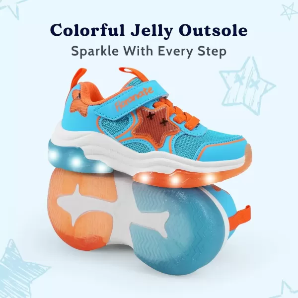 imageKids Tennis Shoes for Girls Boys Light Up Running Shoes Strap Walking Sneakers Fashion Funny LED TwinkleTots Flashing Shoes Toddler 10 to Little Kid 2Aquarius Orange Toddler Shoes