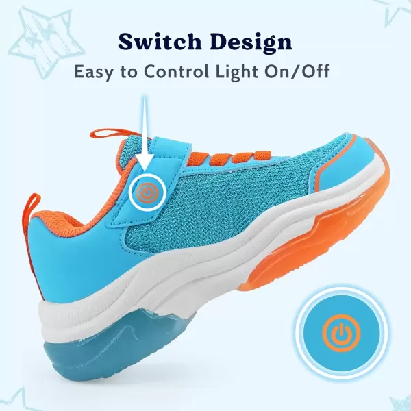 imageKids Tennis Shoes for Girls Boys Light Up Running Shoes Strap Walking Sneakers Fashion Funny LED TwinkleTots Flashing Shoes Toddler 10 to Little Kid 2Aquarius Orange Toddler Shoes