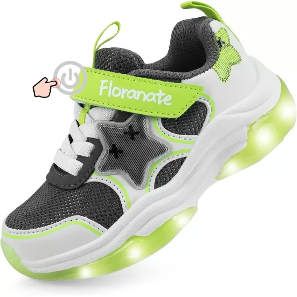 imageKids Tennis Shoes for Girls Boys Light Up Running Shoes Strap Walking Sneakers Fashion Funny LED TwinkleTots Flashing Shoes Toddler 10 to Little Kid 2White Green Light Up Toddler Shoes