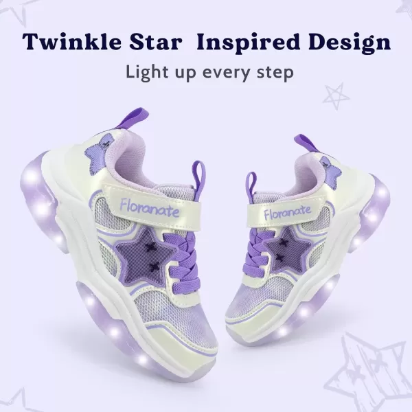 imageKids Tennis Shoes for Girls Boys Light Up Running Shoes Strap Walking Sneakers Fashion Funny LED TwinkleTots Flashing Shoes Toddler 10 to Little Kid 2White Purple Light Up Shoes Toddler