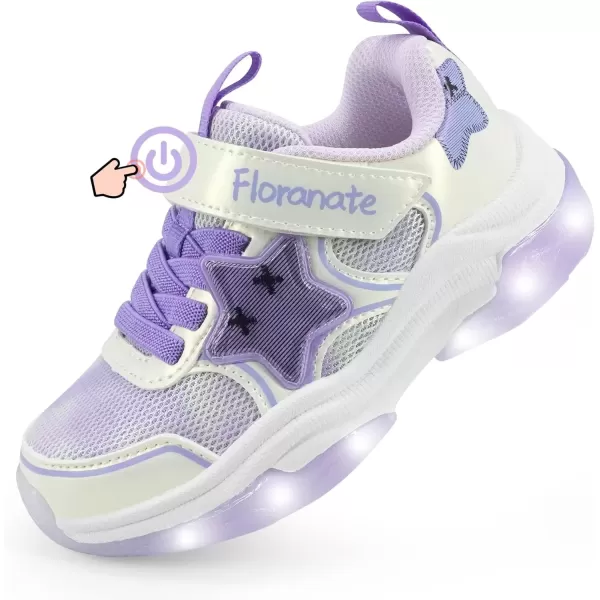 imageKids Tennis Shoes for Girls Boys Light Up Running Shoes Strap Walking Sneakers Fashion Funny LED TwinkleTots Flashing Shoes Toddler 10 to Little Kid 2White Purple Light Up Shoes Toddler