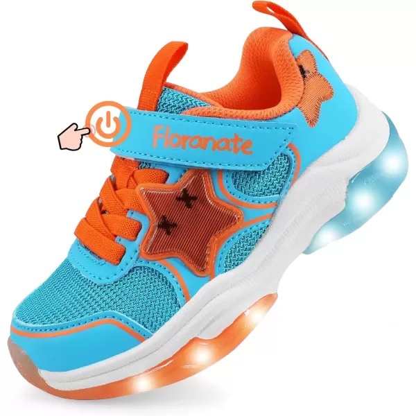 imageKids Tennis Shoes for Girls Boys Light Up Running Shoes Strap Walking Sneakers Fashion Funny LED TwinkleTots Flashing Shoes Toddler 10 to Little Kid 2Aquarius Orange Toddler Shoes