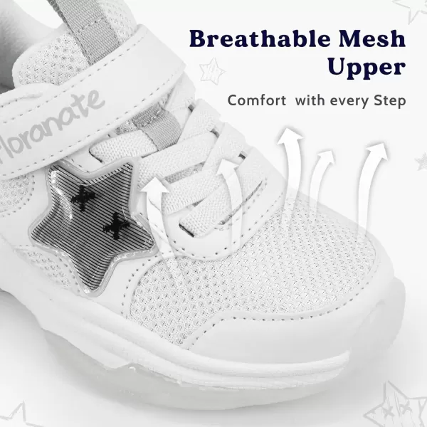 imageKids Tennis Shoes for Girls Boys Light Up Running Shoes Strap Walking Sneakers Fashion Funny LED TwinkleTots Flashing Shoes Toddler 10 to Little Kid 2Light Up Toddler Shoes Girl White