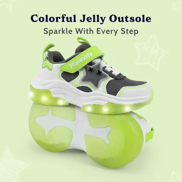 imageKids Tennis Shoes for Girls Boys Light Up Running Shoes Strap Walking Sneakers Fashion Funny LED TwinkleTots Flashing Shoes Toddler 10 to Little Kid 2White Green Light Up Toddler Shoes