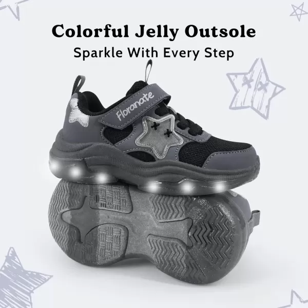 imageKids Tennis Shoes for Girls Boys Light Up Running Shoes Strap Walking Sneakers Fashion Funny LED TwinkleTots Flashing Shoes Toddler 10 to Little Kid 2Dark Grey Toddler Light Up Shoes