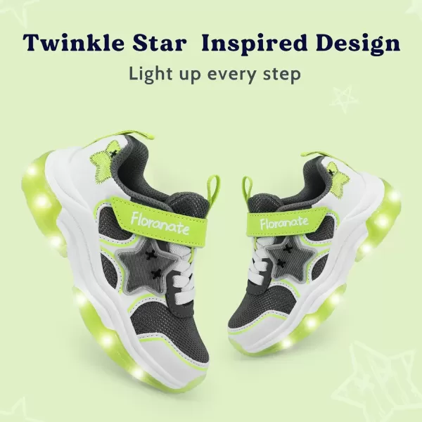 imageKids Tennis Shoes for Girls Boys Light Up Running Shoes Strap Walking Sneakers Fashion Funny LED TwinkleTots Flashing Shoes Toddler 10 to Little Kid 2White Green Light Up Toddler Shoes