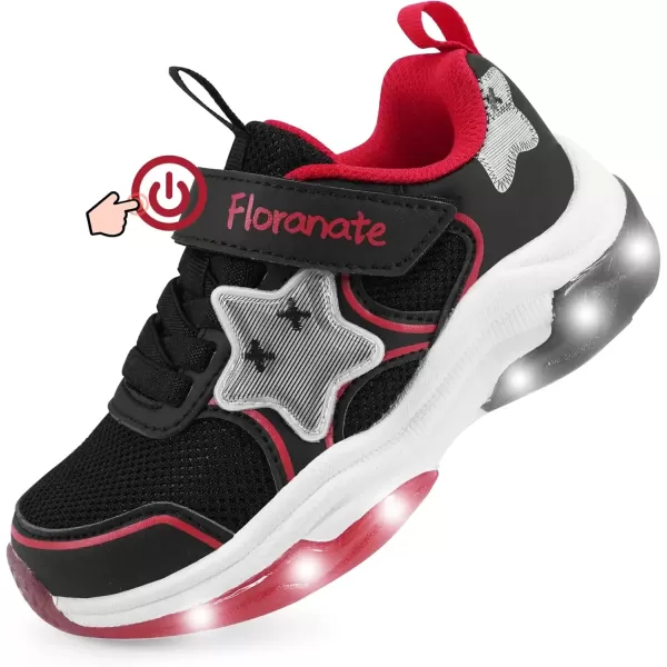 imageKids Tennis Shoes for Girls Boys Light Up Running Shoes Strap Walking Sneakers Fashion Funny LED TwinkleTots Flashing Shoes Toddler 10 to Little Kid 2Red Black Light Up Shoes Toddler