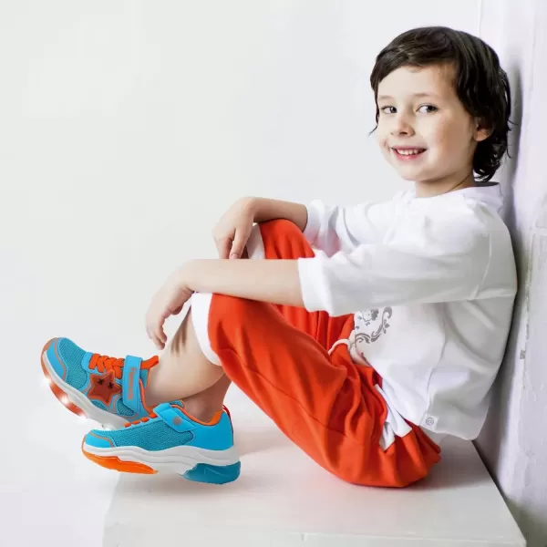 imageKids Tennis Shoes for Girls Boys Light Up Running Shoes Strap Walking Sneakers Fashion Funny LED TwinkleTots Flashing Shoes Toddler 10 to Little Kid 2Aquarius Orange Toddler Shoes