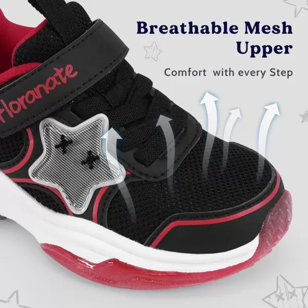 imageKids Tennis Shoes for Girls Boys Light Up Running Shoes Strap Walking Sneakers Fashion Funny LED TwinkleTots Flashing Shoes Toddler 10 to Little Kid 2Red Black Light Up Shoes Toddler