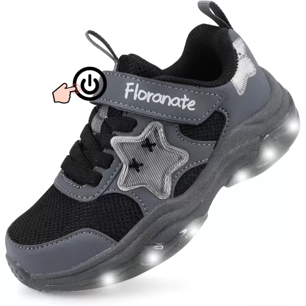 imageKids Tennis Shoes for Girls Boys Light Up Running Shoes Strap Walking Sneakers Fashion Funny LED TwinkleTots Flashing Shoes Toddler 10 to Little Kid 2Dark Grey Toddler Light Up Shoes