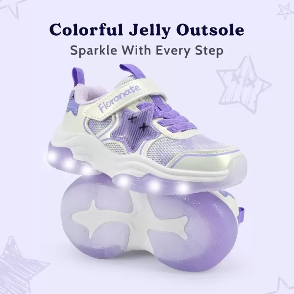 imageKids Tennis Shoes for Girls Boys Light Up Running Shoes Strap Walking Sneakers Fashion Funny LED TwinkleTots Flashing Shoes Toddler 10 to Little Kid 2White Purple Light Up Shoes Toddler