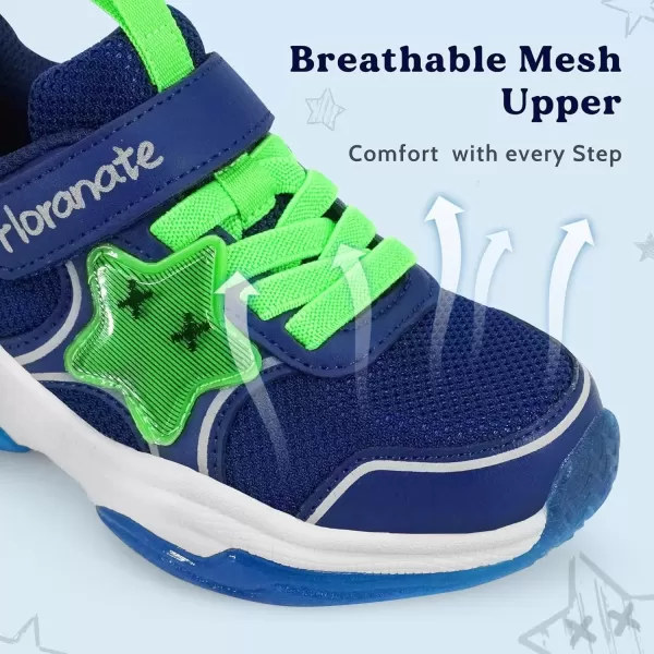 imageKids Tennis Shoes for Girls Boys Light Up Running Shoes Strap Walking Sneakers Fashion Funny LED TwinkleTots Flashing Shoes Toddler 10 to Little Kid 2Navy Green Light Up Shoes