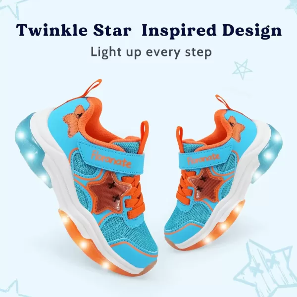 imageKids Tennis Shoes for Girls Boys Light Up Running Shoes Strap Walking Sneakers Fashion Funny LED TwinkleTots Flashing Shoes Toddler 10 to Little Kid 2Aquarius Orange Toddler Shoes